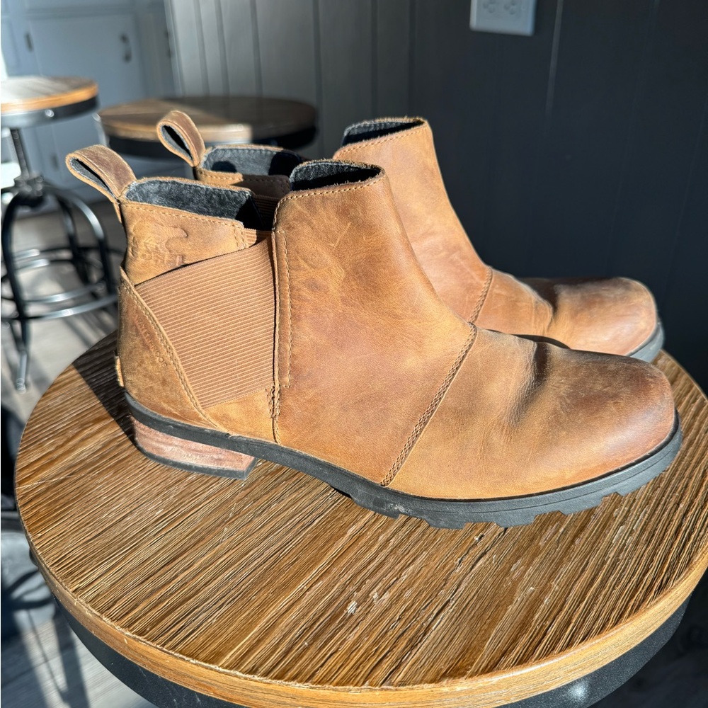 Sorel Women's Brown Leather Chelsea Ankle Boots Size 8